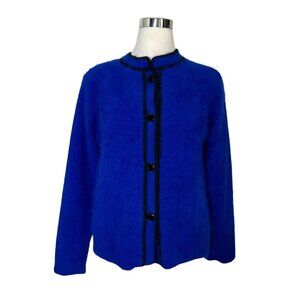 Venesha Angora Blue blazer Sweater Jacket Blue Fuzzy Size S SMALL should…